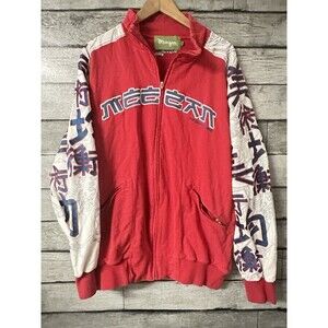 MEEZAN Artcouture Men's Red Japanese Full Zip Sweatshirt Size XL